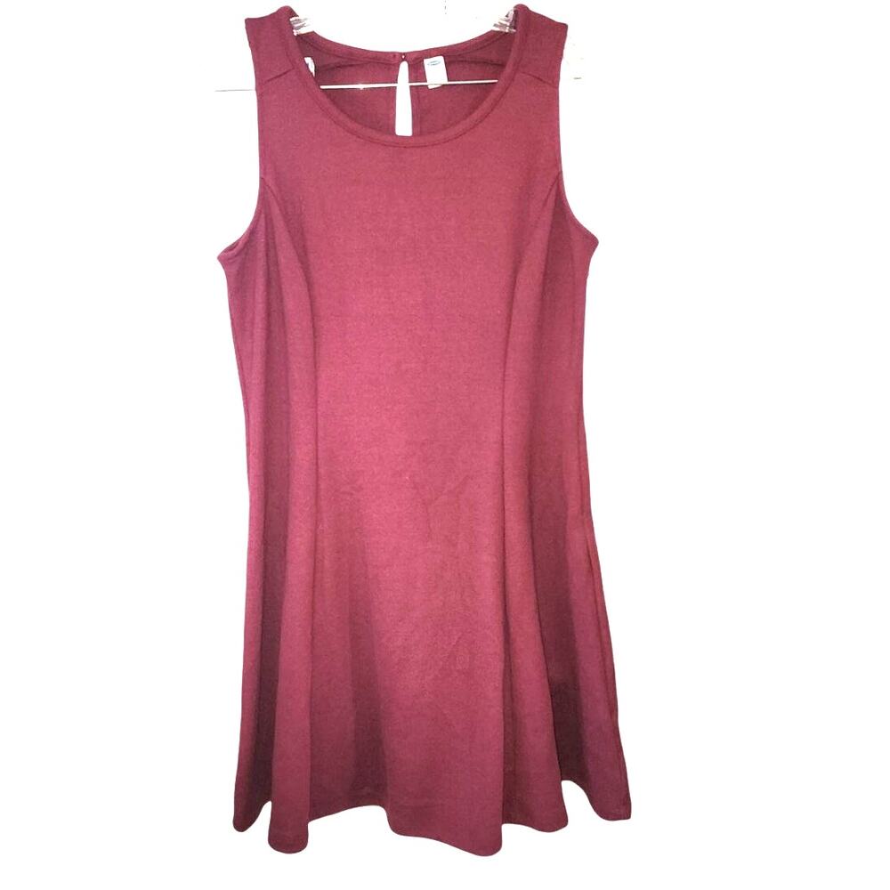Old Navy Sleeveless Burgundy Knee Length Size Zip Dress Size Large